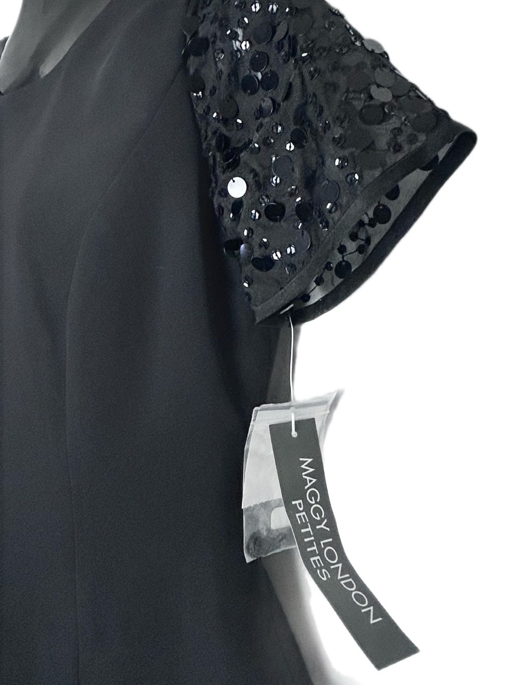 Maggy London Black Sequin Sleeve Dress Top